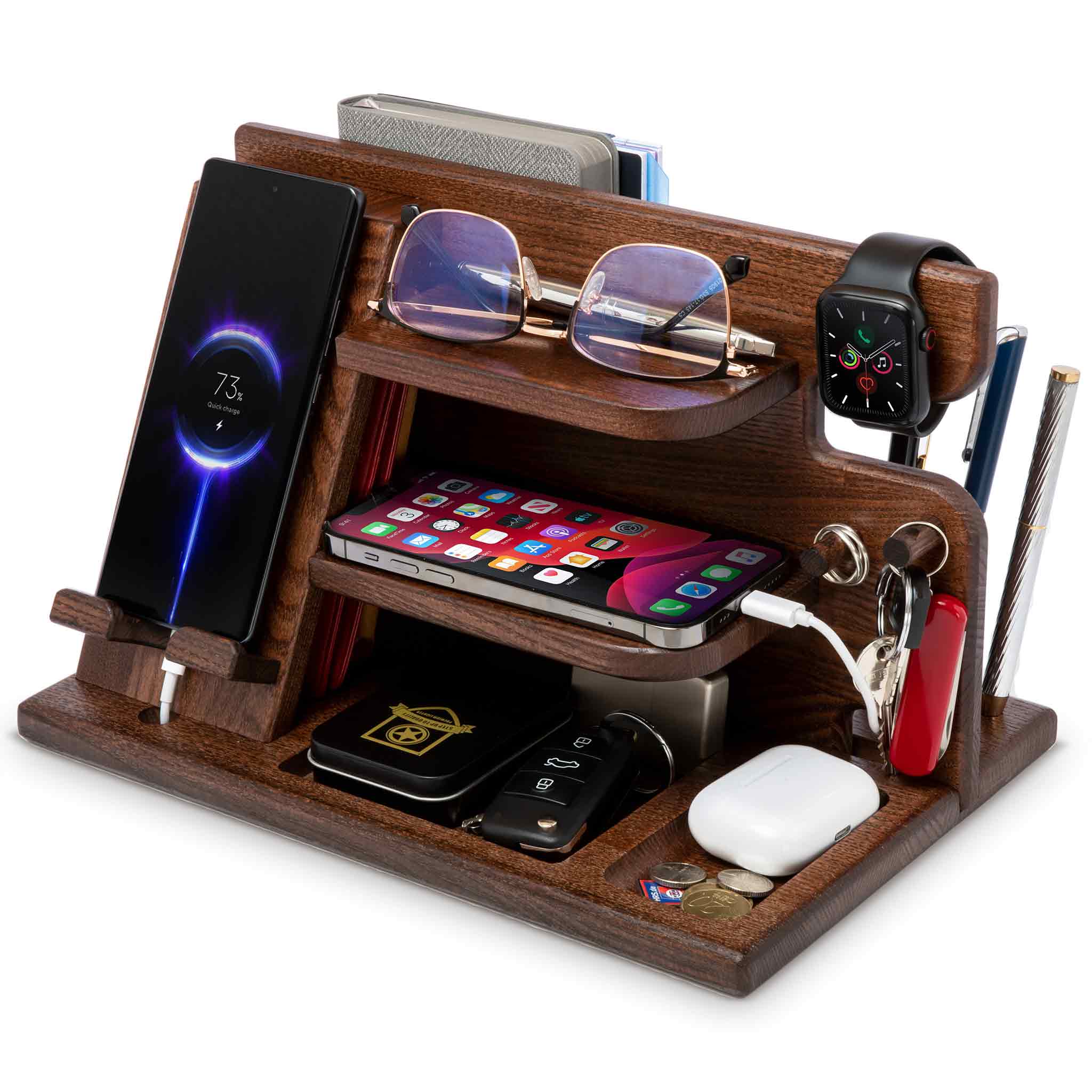 Docking Station in Legno Multifunzione: Organizer da Scrivania e